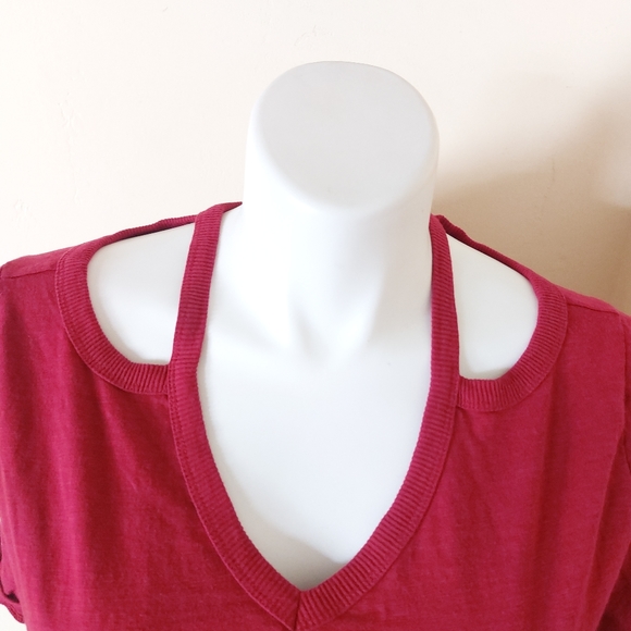 Soft Surroundings Plus Size 1X Shoulder Cut-Out Cotton Short Sleeve T-shirt Top - Picture 4 of 8